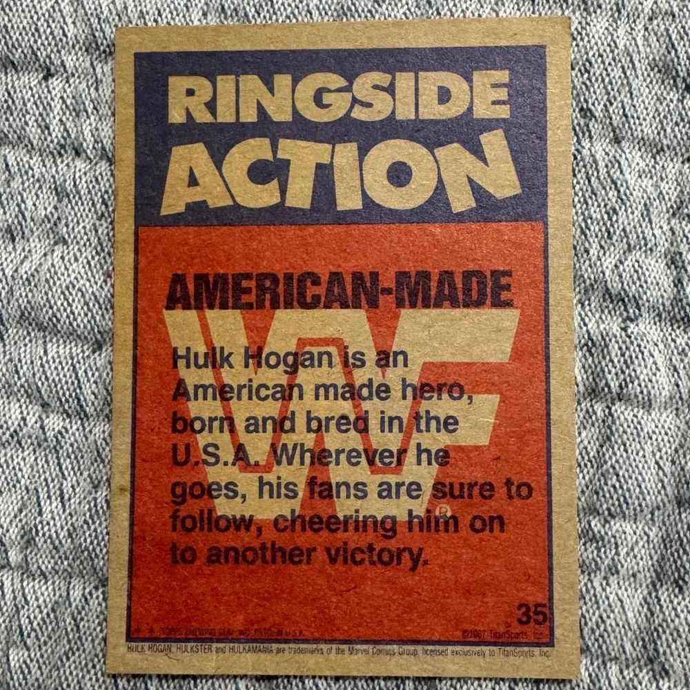 1987 WWF Hulk Hogan‎ Trading Card American Made Hulkster #35 WWE Hall Of Fame